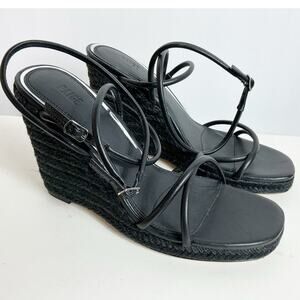 Paige Womens Kerri Ankle Strappy Shoes Espadrille Wedge Sandal Black 8.5